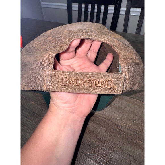 Browning Mens Waxed Cotton Deer Buck Embroidered Hat Brown Adjustable Cap OSFA - Picture 4 of 6